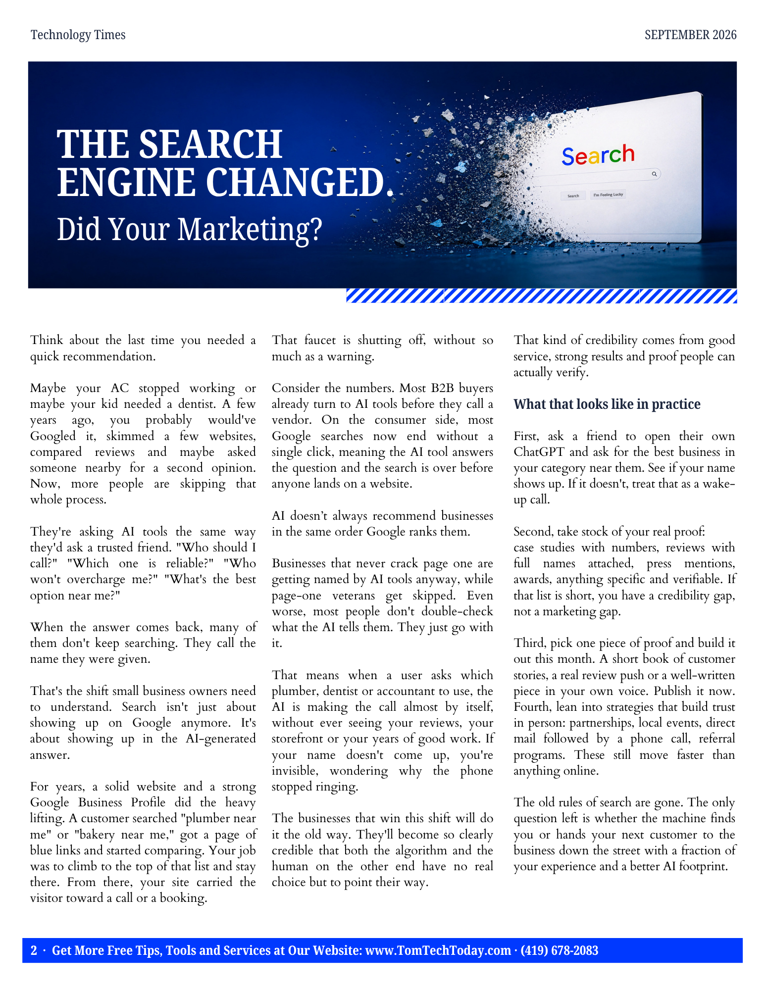 Technology Times September 2026, page 2 - The Search Engine Changed. Did Your Marketing?