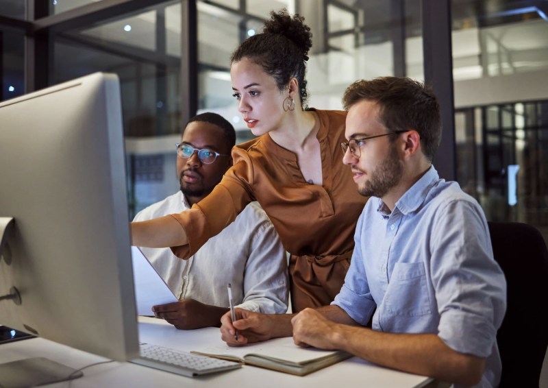 office employees working on computer