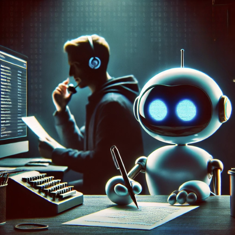 Graphic of ai robot writing