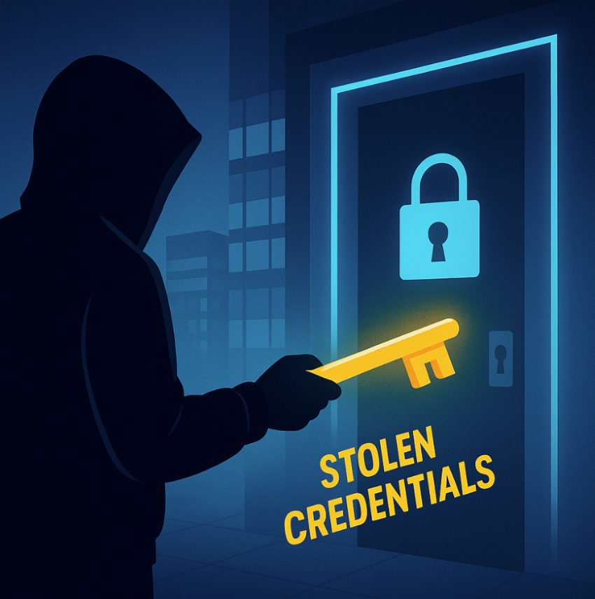 Graphic of cybercriminal with key