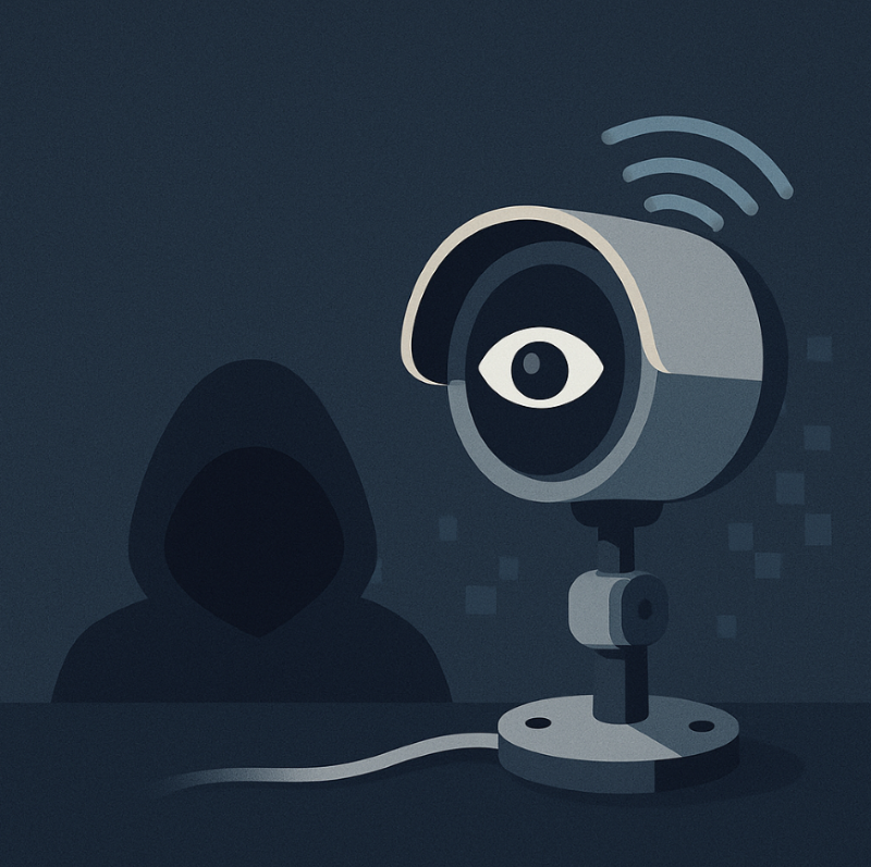 Graphic of hacker with smart cam