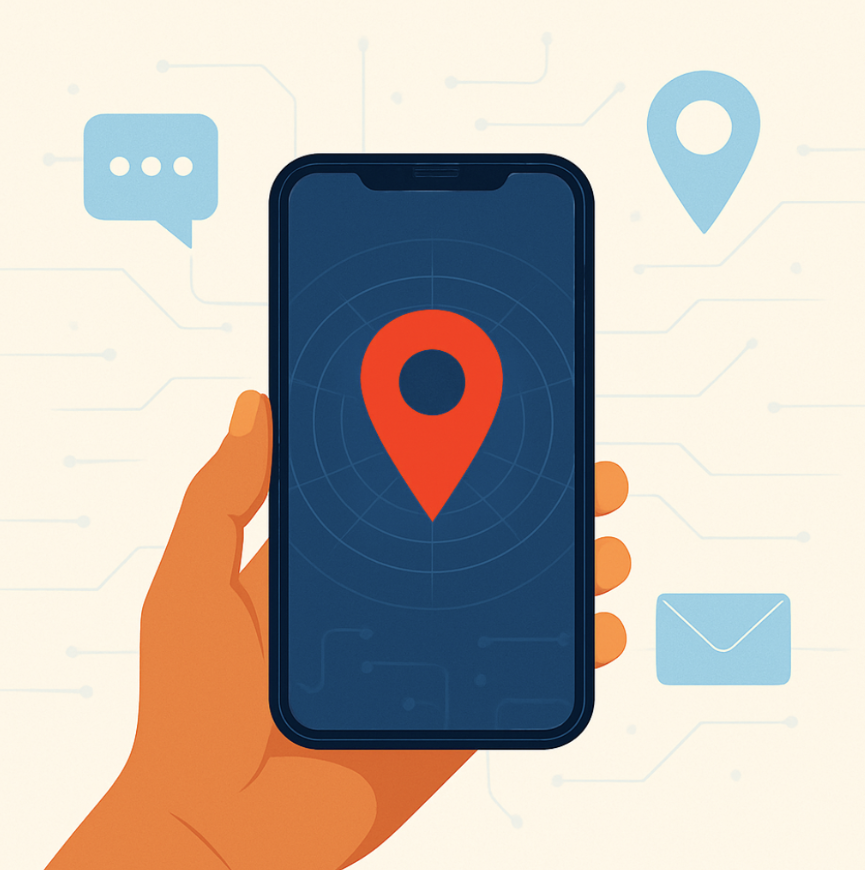 Graphic of phone with map
