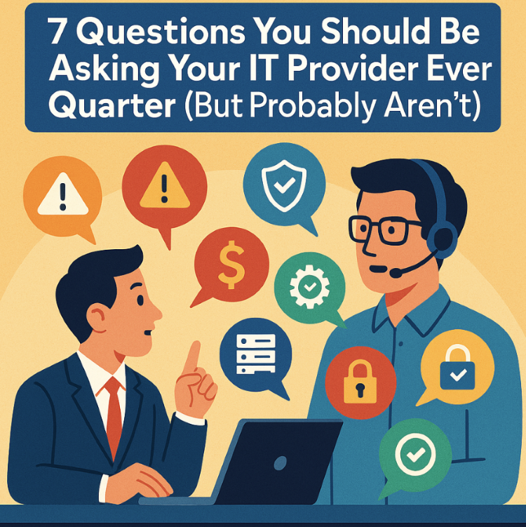 Graphic of two guys talking cybersecurity