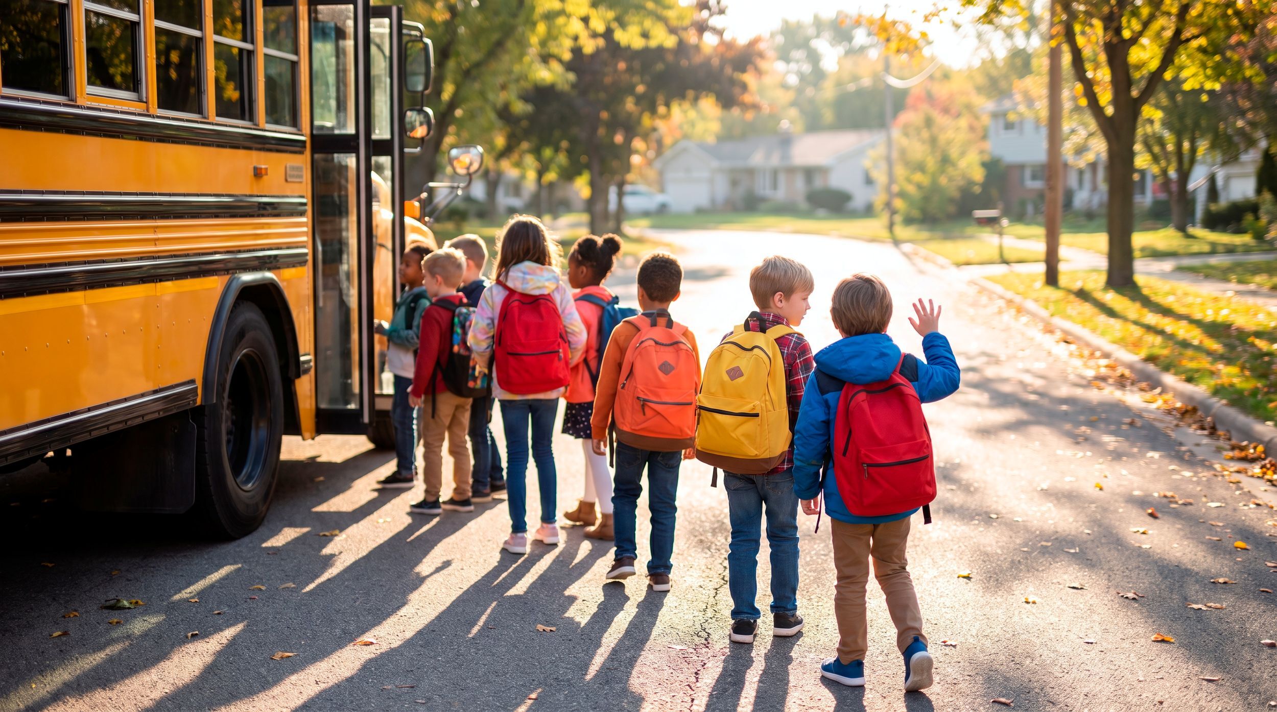 Kids going on bus
